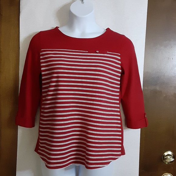 COTTON BLEND KNIT TOP - Picture 2 of 9